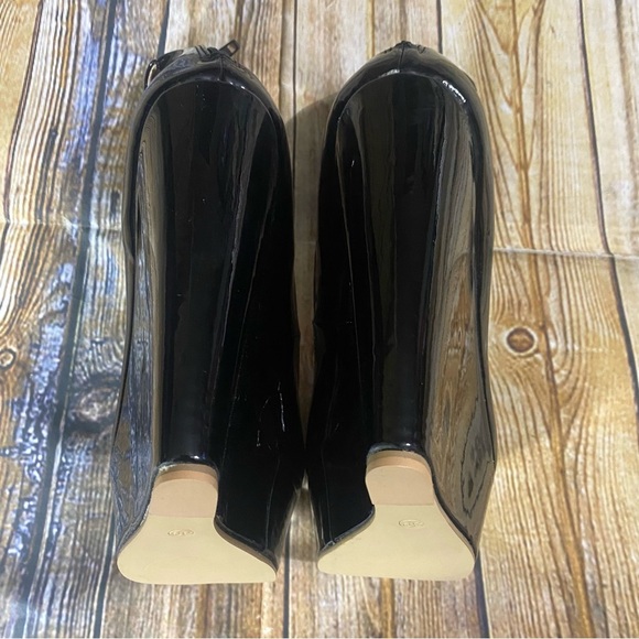 NEW Tip Toe Dance Black Patent Leather 5 1/2” Wedge Platform Heels - Picture 5 of 6